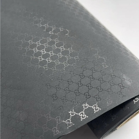 Gucci Holiday Rare Infamous Gucci Gg Logo Wrapping Paper Yard Of Holographic Matte Black